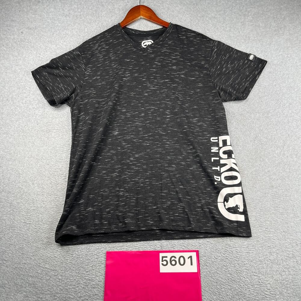 Ecko Unlimited T Shirt Black Heather graphic Print Mens Large